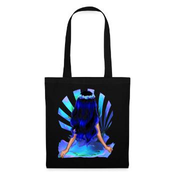 Fleur Enfant Noir Bleu Cheveux Rose Fille - Sac en tissu - noir - Devant