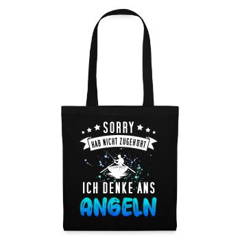 Lustiges Angler Design - Funny Fischer Motiv - Stoffbeutel - Schwarz - Vorne