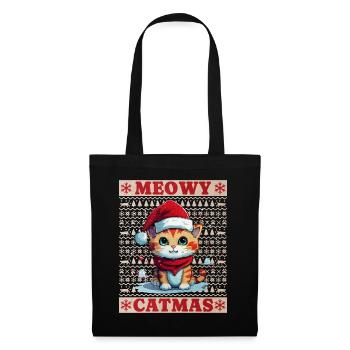 Chat Noël Merry Meowy Catmas Ugly Funny - Sac en tissu - noir - Devant