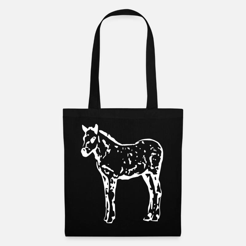 weißes Pferd weiß Pferde T-shirt Geschenk Reiter  - Stoffbeutel - Schwarz