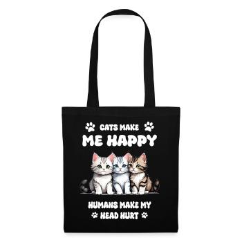 Les chats me rendent heureuse... - Sac en tissu - noir - Devant