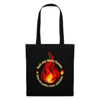 Feuer Feuerwehrmann Flamme spruch humor groß heiß - Stoffbeutel - Schwarz - Vorne