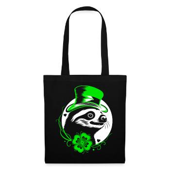 Faultier St Patricks Day mit Klee und Hut - Stoffbeutel - Schwarz - Vorne