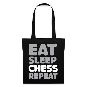manger dormir échecs répéter dictons drôles jeu d’échecs - Sac en tissu - noir - Devant