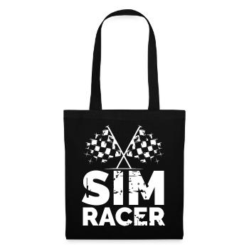 Sim Racer Gaming Checkered Flag Gamer Racer Logo - Tote Bag - black - Front