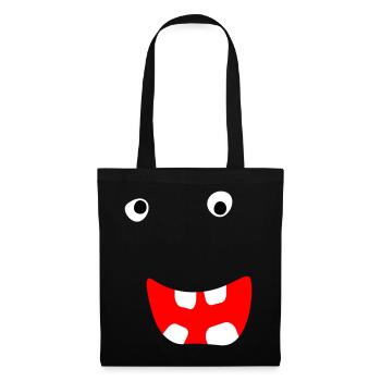 Monstre Halloween Bande dessinée Visage effrayant Visage cool - Sac en tissu - noir - Devant