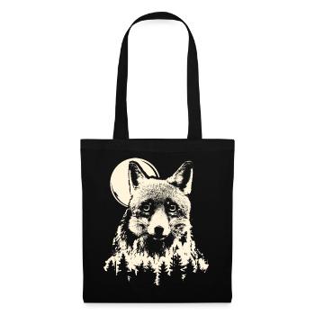 Fox Forest Moon Nature Tree Moonlight Animals Symbol - Tote Bag - black - Front