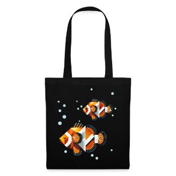 Two Clownfish – Geometric Ocean Illustration - Tote Bag - black - Front