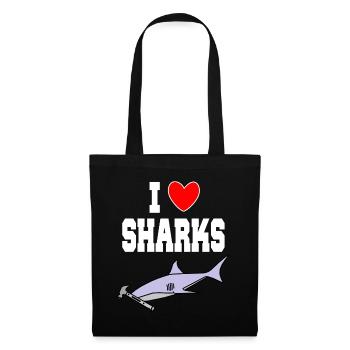 J’aime les requins Drôle de requin à tête de marteau, marteau mignon - Sac en tissu - noir - Devant