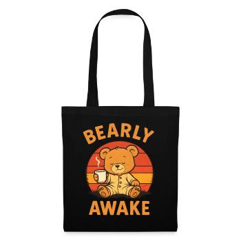 Bearly Awake - Ours endormi au café - Sac en tissu - noir - Devant