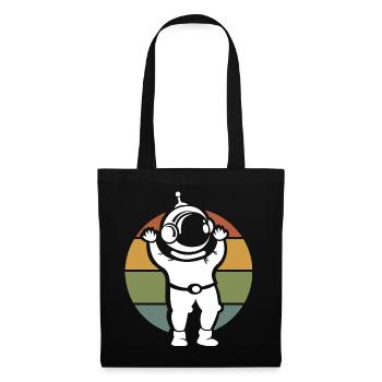 vintage Astronaut Illustration - retro cartoon - Stoffbeutel - Schwarz - Vorne