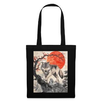 Wolf Japon Mont Fuji Yama Japon Temple Sanctuaire - Sac en tissu - noir - Devant