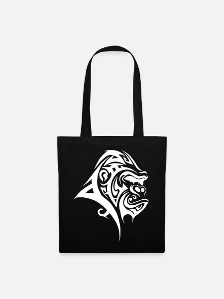 Gorilla Silberrücken Tribal - Stoffbeutel - Schwarz