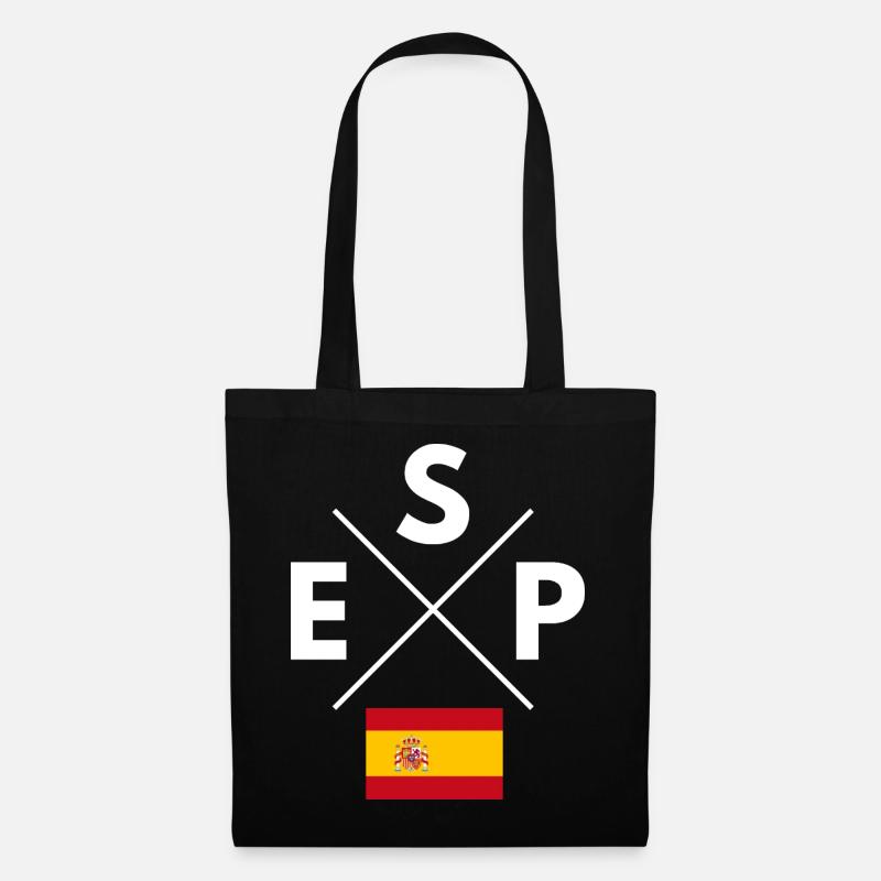 Spanien Flagge Kreuz - Stoffbeutel - Schwarz