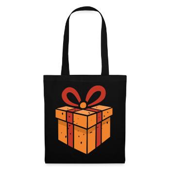 Cartoon Geschenkbox im Retro Stil - Stoffbeutel - Schwarz - Vorne