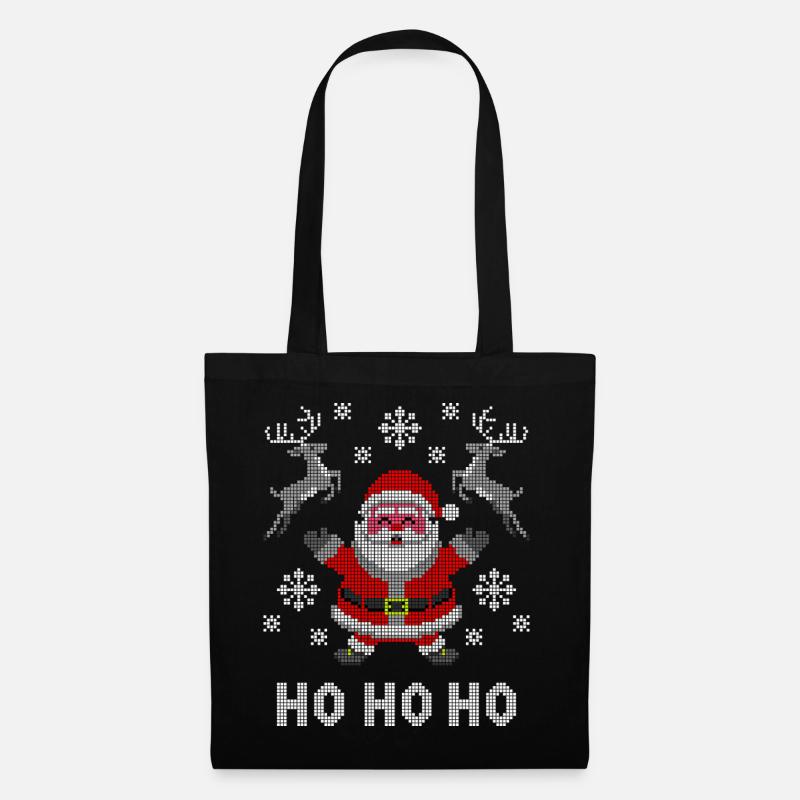Pixel-Santa Rentier Schnee - Stoffbeutel - Schwarz