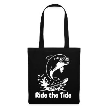 Dolphin Skateboard Wave - Tote Bag - black - Front