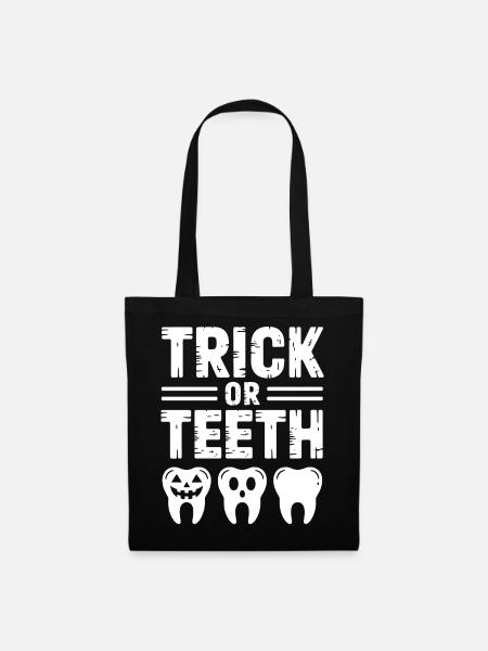 Trick oder Teeth Halloween-T-Shirt - Stoffbeutel - Schwarz