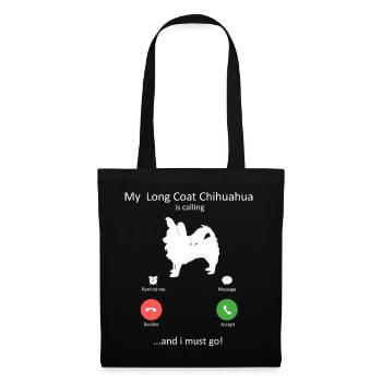 Long Coat Chihuahua Calling Funny Dog Lover - Tote Bag - black - Front