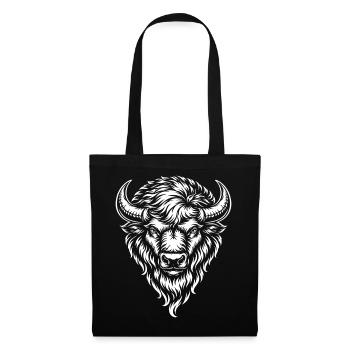 Bison tribal – Motif mystique d’animal sauvage - Sac en tissu - noir - Devant