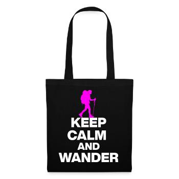 KEEP CALM AND WANDER!, HIKEING LAUFEN TRAIL PINK w - Tote Bag - black - Front
