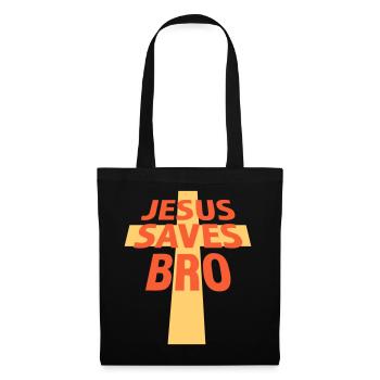 Jesus Saves Bro Funny Religious Saying Faith Logo - Tote Bag - black - Front