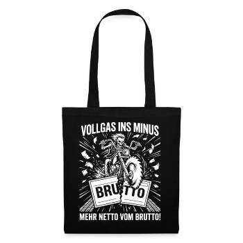 Vollgas Ins Minus, Motorrad Skelett - Stoffbeutel - Schwarz - Vorne