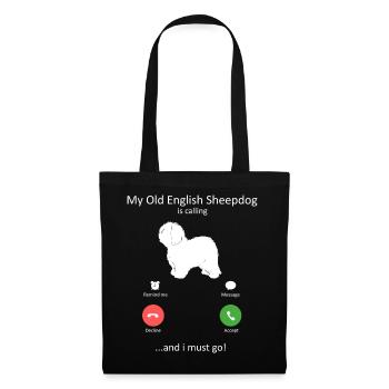 Old English Sheepdog Calling Phone Screen - Tote Bag - black - Front