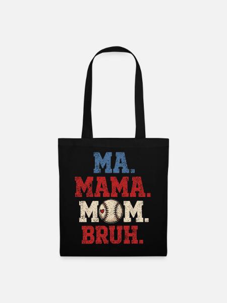 Mama Baseball-Bruh Humor-Geschenkjunge - Stoffbeutel - Schwarz