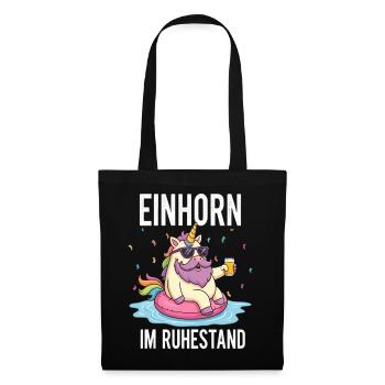 Einhorn im Ruhestand – Geschenk zum Renteneintritt - Stoffbeutel - Schwarz - Vorne