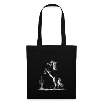 Rearing Horse in Desert Silhouette - Tote Bag - black - Front