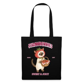 Strawberry Cat Sweet & Juicy - Tote Bag - black - Front