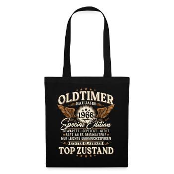 Oldtimer 1966 Jahrgang Geburtstag Geschenk Retro - Stoffbeutel - Schwarz - Vorne