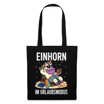 Einhorn Urlaubsmodus Männer Camping Fun Shirt  - Stoffbeutel - Schwarz - Vorne