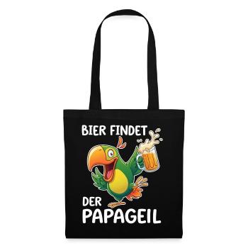 Bier findet der Papa geil – Papagei Shirt - Stoffbeutel - Schwarz - Vorne