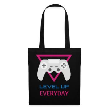 Level Up Everyday Gamer - Stoffbeutel - Schwarz - Vorne