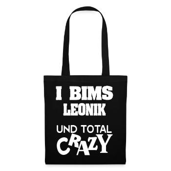 Leonik als Crazy - Stoffbeutel - Schwarz - Vorne