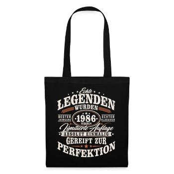 1986 Jahrgang Vintage Geburtstag Geschenk Retro - Stoffbeutel - Schwarz - Vorne