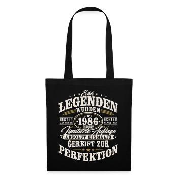 1986 Jahrgang geboren Geburtstag Geschenk Retro - Stoffbeutel - Schwarz - Vorne