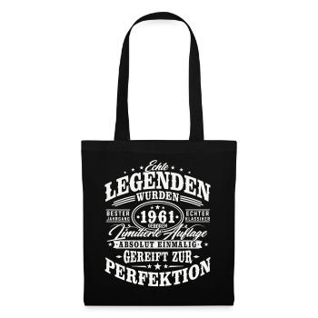 1961 Jahrgang geboren Geburtstag Vintage Geschenk - Stoffbeutel - Schwarz - Vorne
