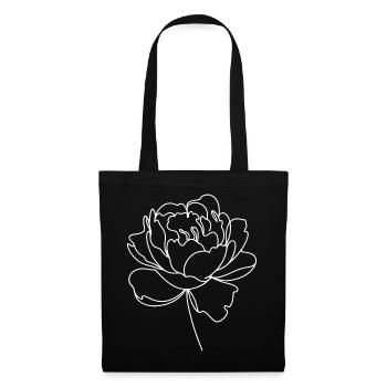 Line Blossom : Art de contours floraux - Sac en tissu - noir - Devant