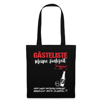 Gästeliste Married Gästebuch Hochzeit Alkohol - Stoffbeutel - Schwarz - Vorne