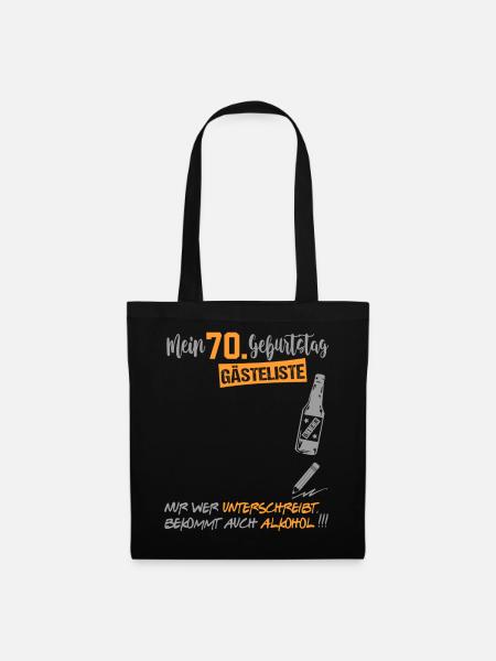 Gästeliste Gästebuch 70 Jahre Alter Birthday - Stoffbeutel - Schwarz