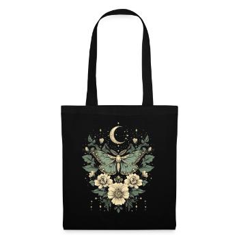 Goblincore Motte Schmetterling Mond Cottagecore - Stoffbeutel - Schwarz - Vorne