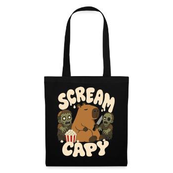 Capybara mit Zombies – Scream Capy - Stoffbeutel - Schwarz - Vorne