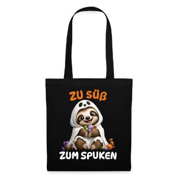 Zu Süß Zum Spuken – Faultier Geist Kinder - Stoffbeutel - Schwarz - Vorne