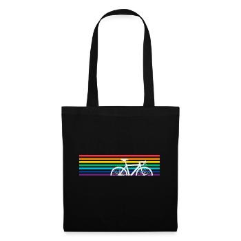 Fahrrad Regenbogen Bunt Fahrradfahrer - Stoffbeutel - Schwarz - Vorne