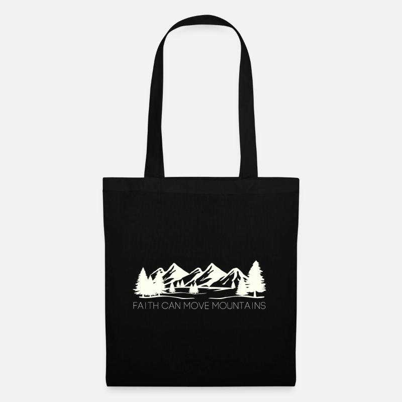 Faith can move Mountains - Christliches Geschenk - Stoffbeutel - Schwarz