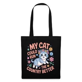 Meine Katze würde das Land besser regieren - Stoffbeutel - Schwarz - Vorne