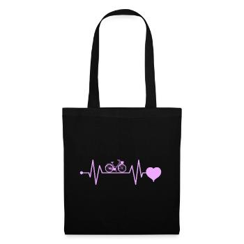 Bike heartbeat bike with motif girl pink - Tote Bag - black - Front